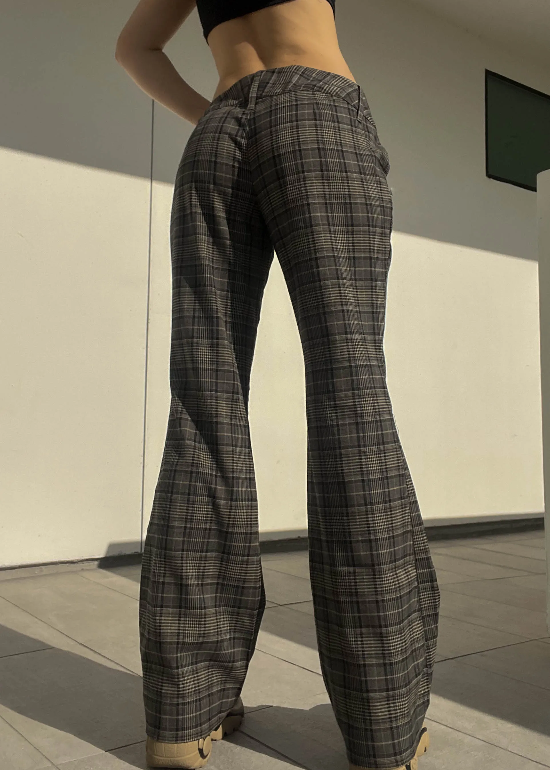 Y2k Plaid Flared Trousers (XL)