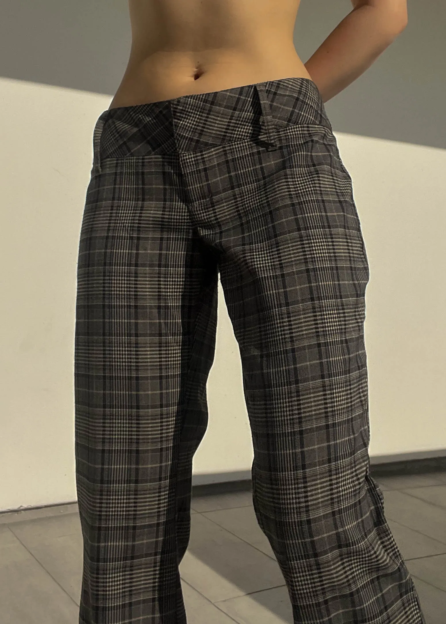 Y2k Plaid Flared Trousers (XL)